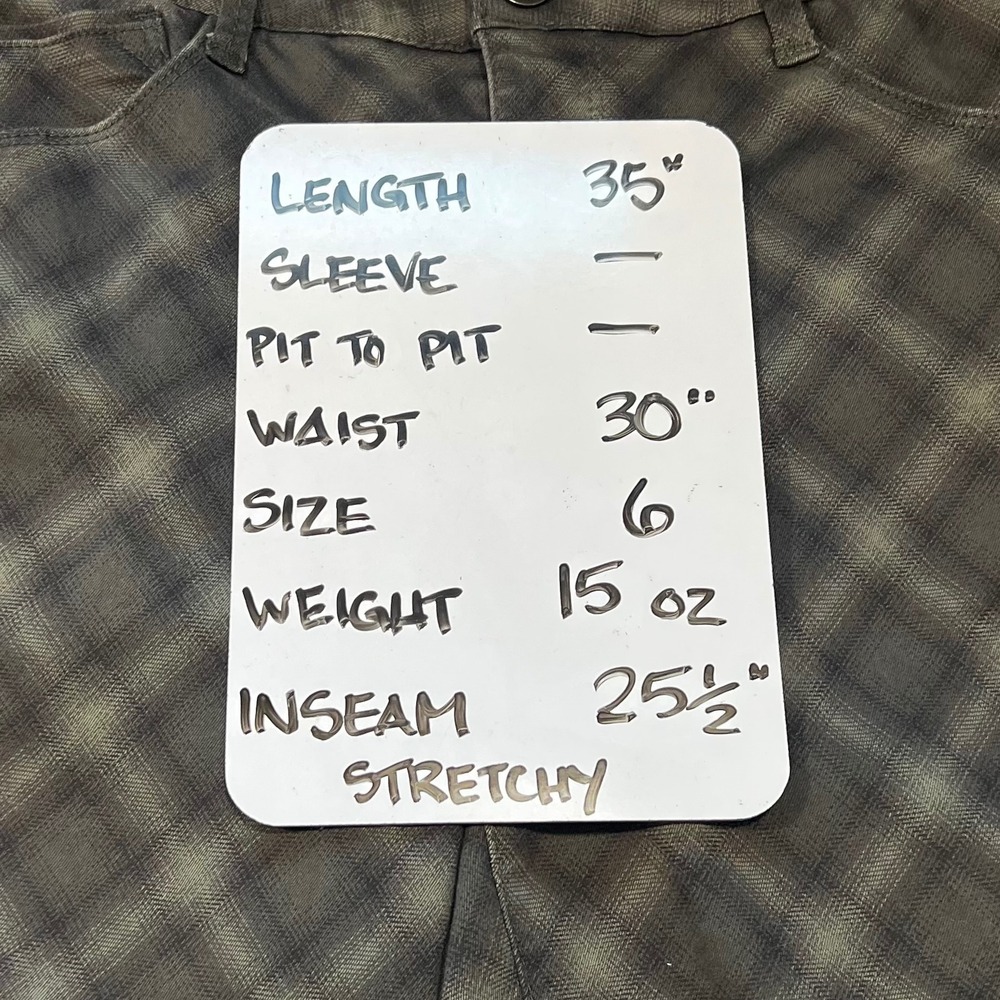 Wit & Wisdom Black & Army Green Plaid Straight Leg Stretchy Capri Jeans Size 6 - Picture 9 of 11